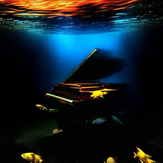 This deep-sea image captures the essence of music that can be as vast and mysterious as the ocean. A piano, its keys cascading downward like an underwater landscape, invites marine life to gather around for a serene performance. The notes on this melodic instrument resonate with those who appreciate both music and marine life. For desktop and mobile wallpaper lovers who enjoy a touch of elegance with their aquatic adventures.