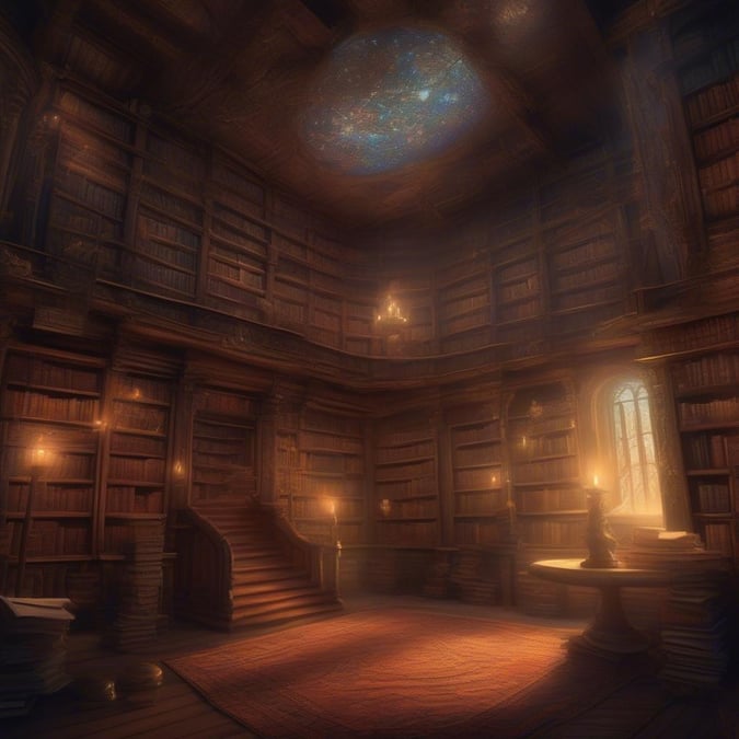 Immerse yourself in the world of fantasy with this stunning library wallpaper. The image features a grand, ornate library with towering bookshelves and a majestic staircase, creating a sense of wonder and enchantment. The warm lighting and rich colors evoke a sense of magic and mystery, making it the perfect addition to any fantasy-themed space.