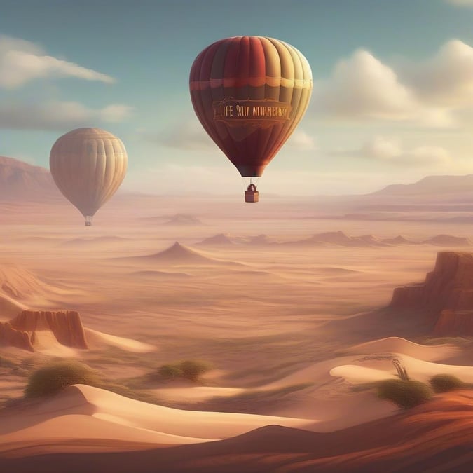 A whimsical journey through the desert skies with hot air balloons.