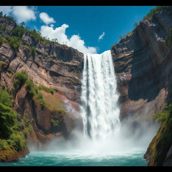 A breathtaking view of a cascading waterfall in a lush canyon, perfect for desktop and mobile backgrounds.