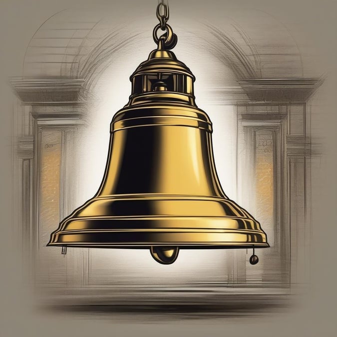 An elegant bell hanging high, ready to call all students back into the classroom.