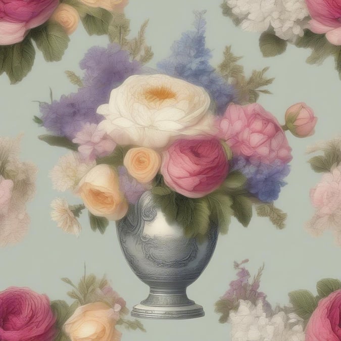 Bring the beauty of spring into your home with this stunning floral wallpaper. Featuring a bouquet of fresh, vibrant flowers in hues of pink, purple, and white, this wallpaper creates a warm and welcoming atmosphere that is perfect for any room.