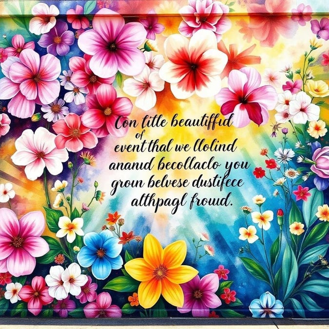 A beautiful quote about life events and appreciation for loved ones. The colorful design features vibrant flowers and a garden-like theme, evoking feelings of happiness and growth.