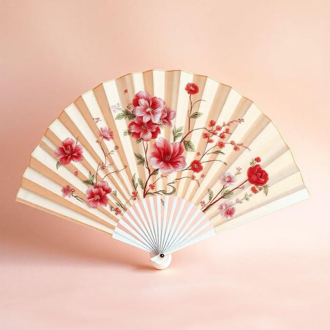 This wallpaper features a traditional Japanese fan with a beautiful floral design, perfect for adding a touch of cultural flair to your desktop or mobile device.