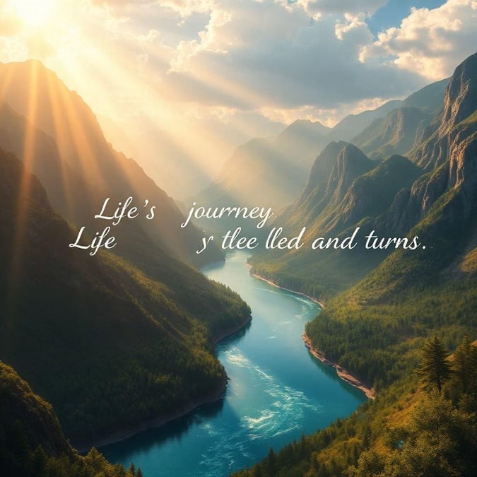 A serene landscape with an inspiring quote about life's journey.