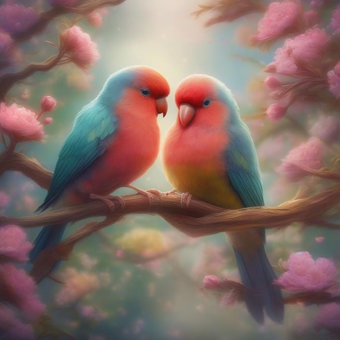 A heartfelt celebration of love on Valentine's Day, captured in the tender embrace of these two birds.