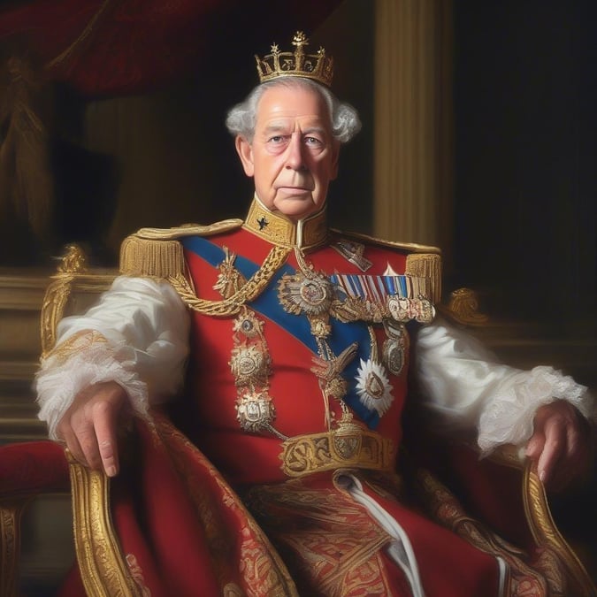 A stunning depiction of the British monarch, showcasing his dignity and heritage.