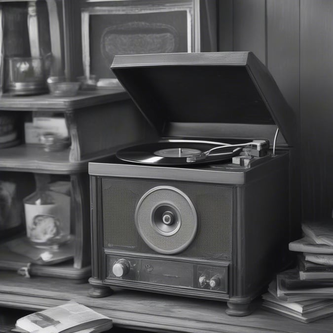 Step back in time with the rich, warm sound quality of this classic vintage record player. Perfect for any black and white themed room.