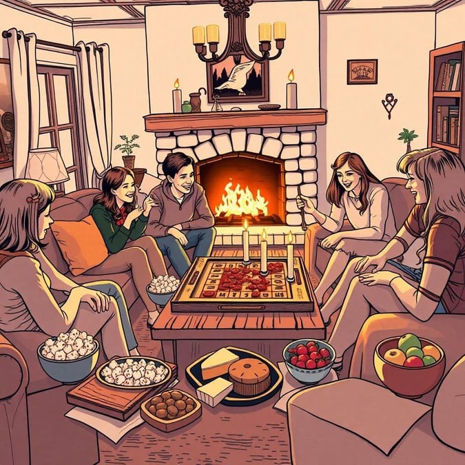 A lively social scene with friends enjoying each other's company over a board game.