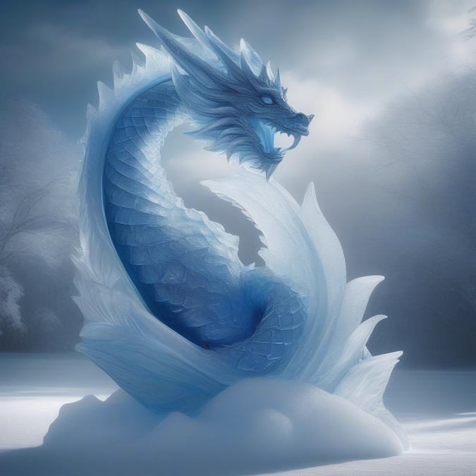 This stunning wallpaper features a majestic blue dragon in a snowy landscape, perfect for adding a touch of fantasy to your desktop or mobile device.