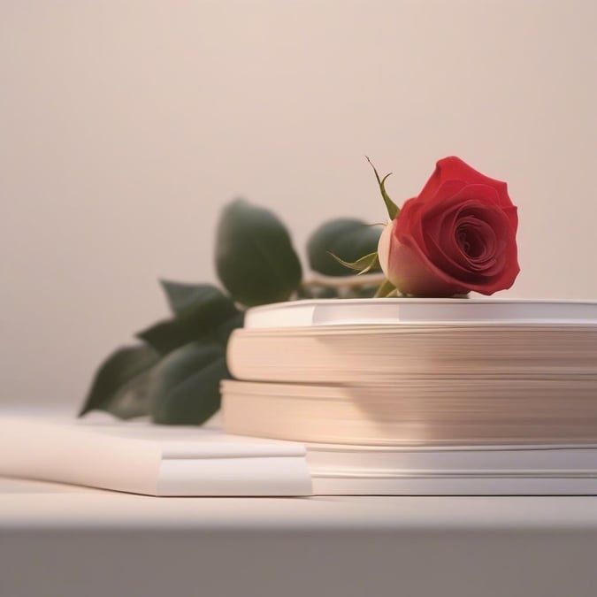 Celebrate a graduation with a beautiful rose on top of books, perfect for desktop and mobile wallpapers.