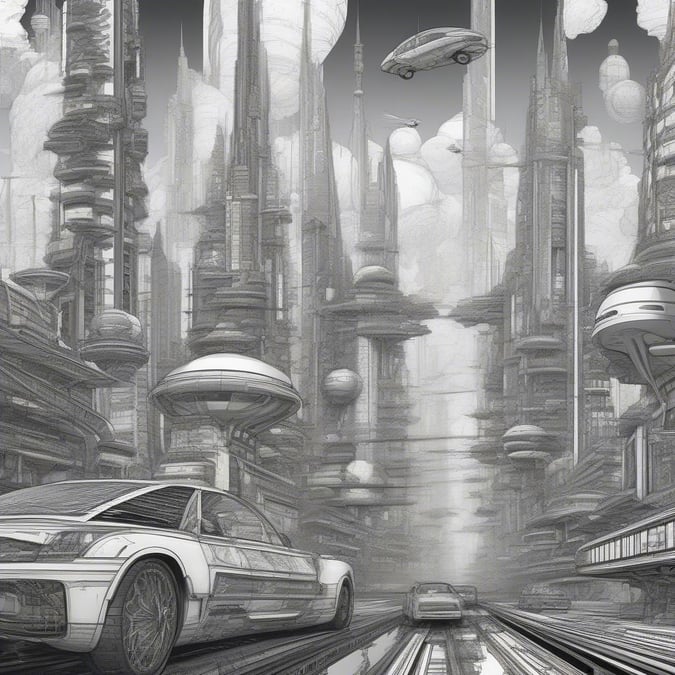 Explore the nexus of science fiction and reality, where futuristic architecture soars above towering skyscrapers. Cars hover in mid-air as they navigate the bustling streets below. The cityscape is a symphony of technology and imagination.