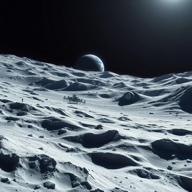 Explore the vastness of space with this stunning wallpaper featuring a breathtaking view of the moon's surface.