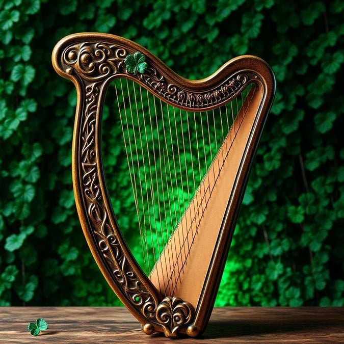 Get into the spirit of St. Patrick's Day with this beautiful harp wallpaper. Perfect for adding a touch of Irish charm to your desktop or mobile device.