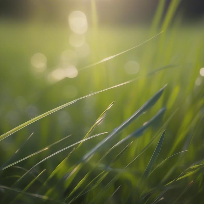 A tranquil scene of tall, sunlit grass under a clear sky.