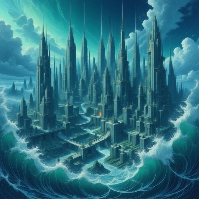 Immerse yourself in the breathtaking world of anime with this stunning underwater metropolis wallpaper. The city's ethereal atmosphere, formed by towering structures and vibrant blue and green hues, will transport you to a realm of fantasy and wonder.