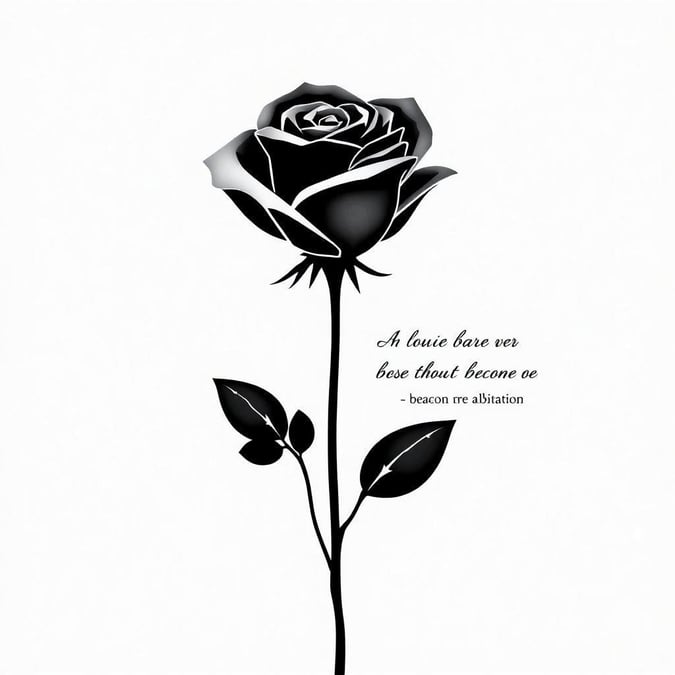 A beautiful black rose with the quote 'A lover without love becomes a wanderer' by Beacon