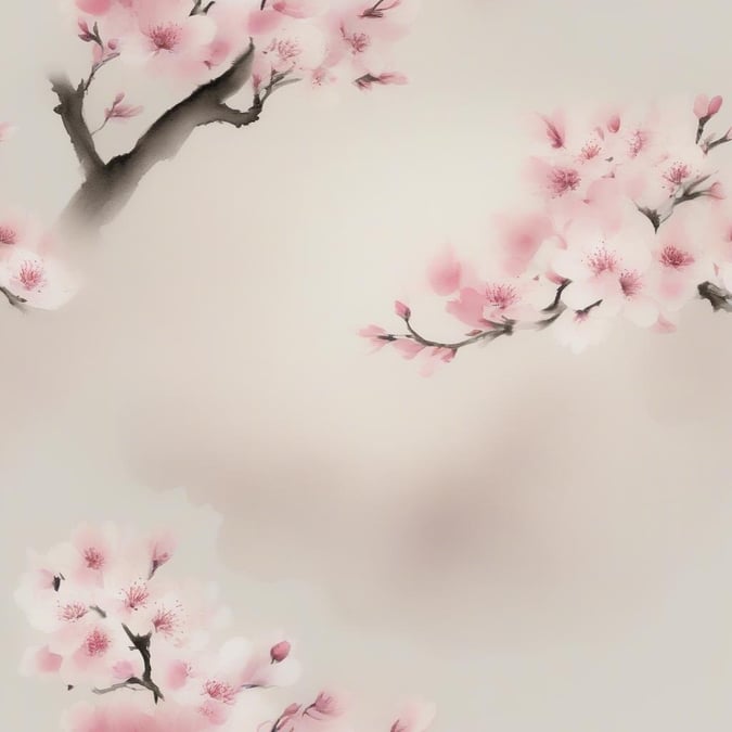 Bring the beauty of springtime to your screens with this lovely wallpaper featuring pink cherry blossoms against a soft grey backdrop.