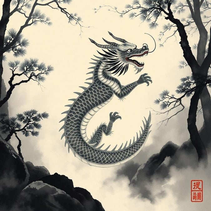 Embrace the mystique of East Asian culture with this stunning dragon wallpaper. Perfect for desktop and mobile backgrounds.