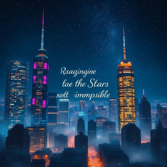 This wallpaper is a beautiful representation of the quote 'Raagingine fae the Stars Nott immpsible' and is perfect for anyone who loves inspirational quotes. The image features a stunning city skyline at night, with the stars shining brightly in the sky. The quote is written in elegant, cursive font, adding a touch of sophistication to the design.