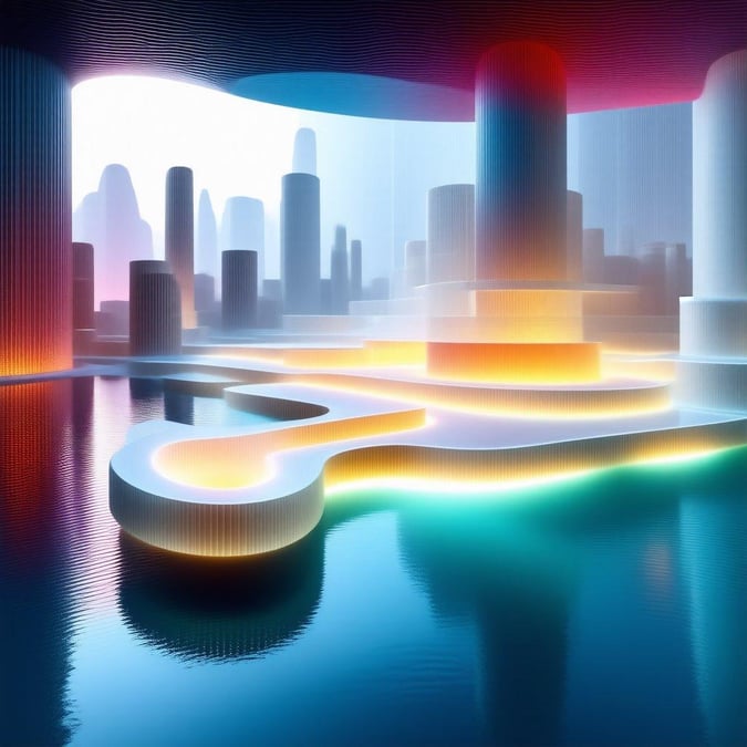 Enter a futuristic city where buildings are born from digital dreams. The vibrant architecture twists and turns through the digital landscape, creating an otherworldly scene that blends science fiction with fantasy.