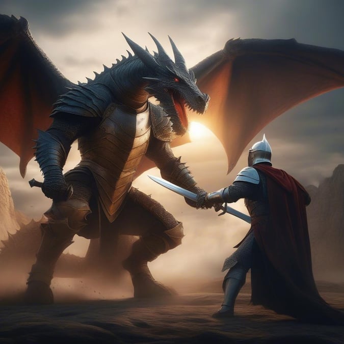 This epic wallpaper captures the intensity of a battle between a knight and a dragon. The knight, clad in armor, wields a sword with precision, while the dragon breathes fire in response. The dramatic lighting and detailed textures bring this fantasy scene to life, making it a thrilling addition to any gaming setup.