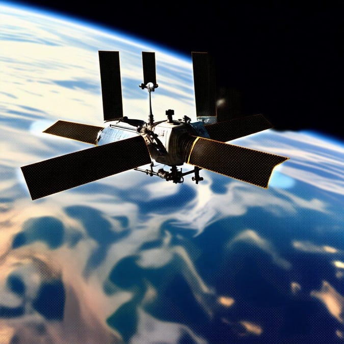 A satellite in space with the Earth in the background, perfect for desktop and mobile use.