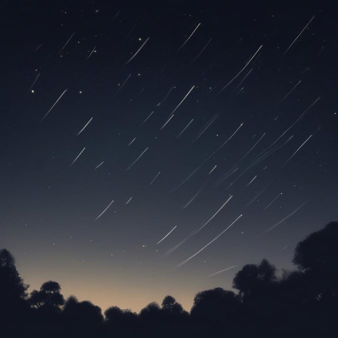 Enjoy the serenity of space with this starlit night wallpaper. This image captures a beautiful view of a dark sky filled with shooting stars streaking across it, perfect for desktop backgrounds or mobile phone lock screens.