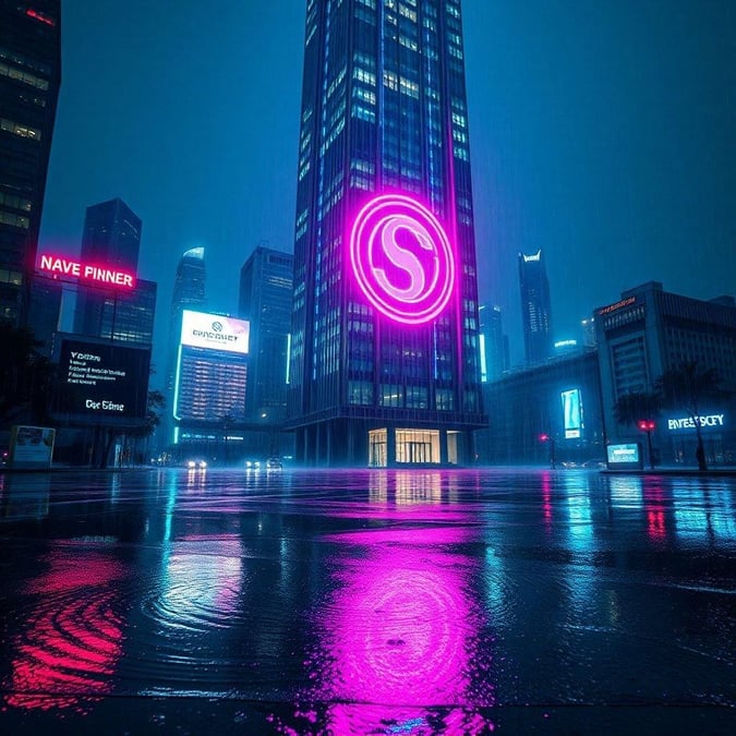 This vibrant neon wallpaper brings the futuristic cityscape to life, perfect for adding a pop of color and energy to your desktop or mobile device.