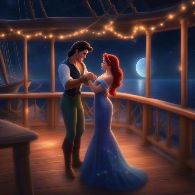 A romantic night on the high seas with the beloved characters from Beauty and the Beast, Belle and Prince Adam.