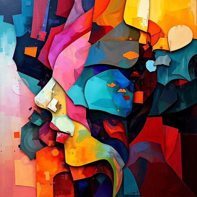 This vivid wallpaper captures the essence of colorful creativity. It features an abstract face composed of a myriad of colors and shapes, each contributing to its unique charm.