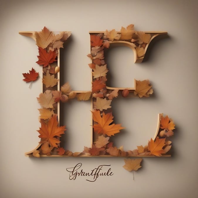 Celebrate the season with this vibrant autumn-themed wallpaper. Featuring a 3D letter 'E' crafted from fall leaves, it's perfect for those who love the coziness of Thanksgiving and the beauty of the changing seasons.