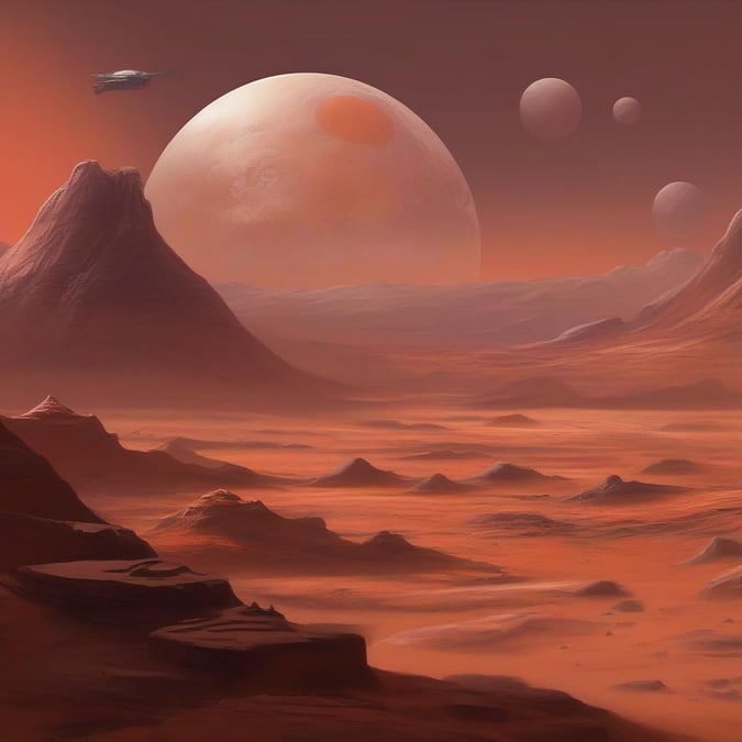 A stunning digital artwork depicting a planet and its moons in a distant solar system.