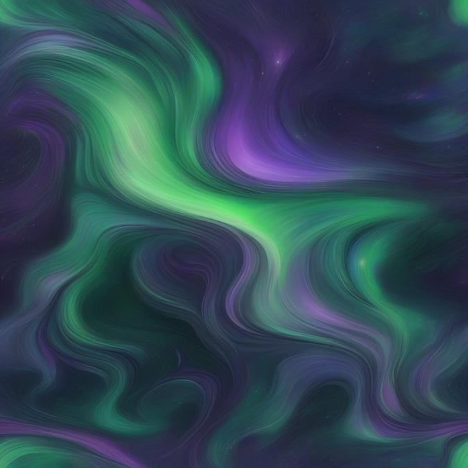 This captivating wallpaper features a stunning array of swirling patterns in shades of green, purple, and black, creating a dynamic and energetic visual experience.