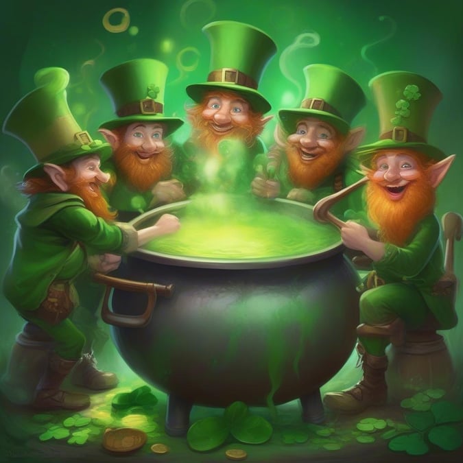 Join the leprechauns in their magical celebration, as they brew a potion of joy and luck.