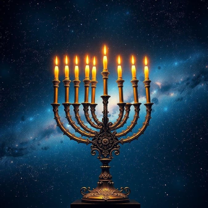 Celebrate the Festival of Lights with this beautiful Hanukkah wallpaper, featuring a stunning menorah and vibrant colors.