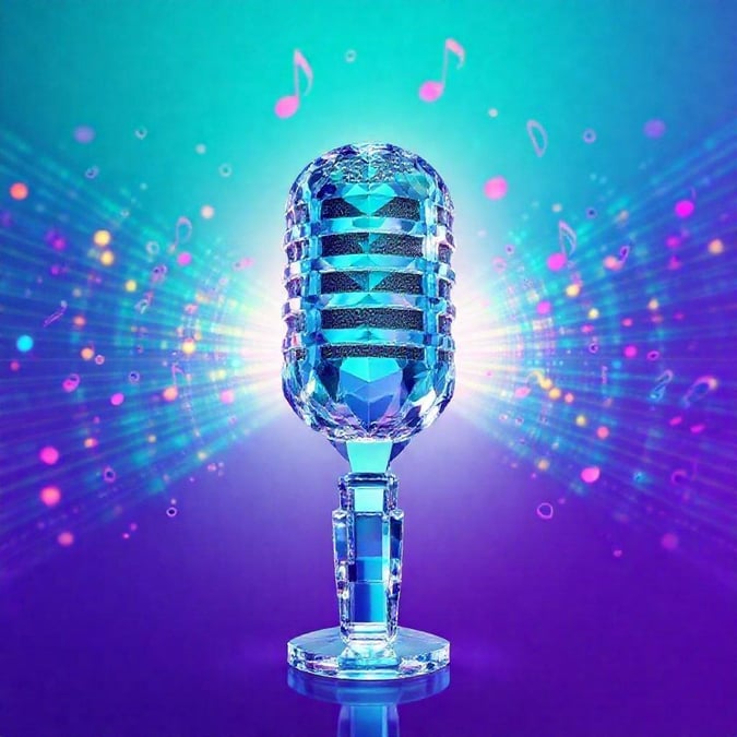 This wallpaper features a stunning crystal microphone set against a vibrant background, perfect for music lovers and those who appreciate the beauty of sound.