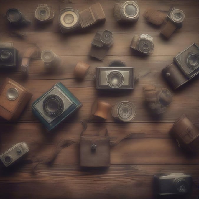 Get ready to be transported back in time with this stunning vintage camera collection wallpaper! Featuring a beautiful arrangement of classic cameras, this wallpaper is perfect for anyone who loves photography, history, or just wants to add a touch of nostalgia to their desktop or mobile device.