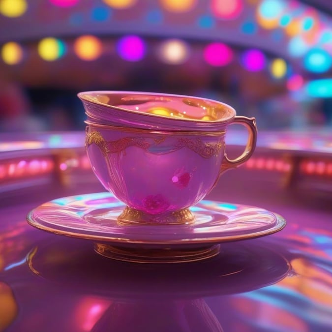 Add a touch of whimsy to your desktop or mobile wallpaper with this delightful carnival-themed teacup design.