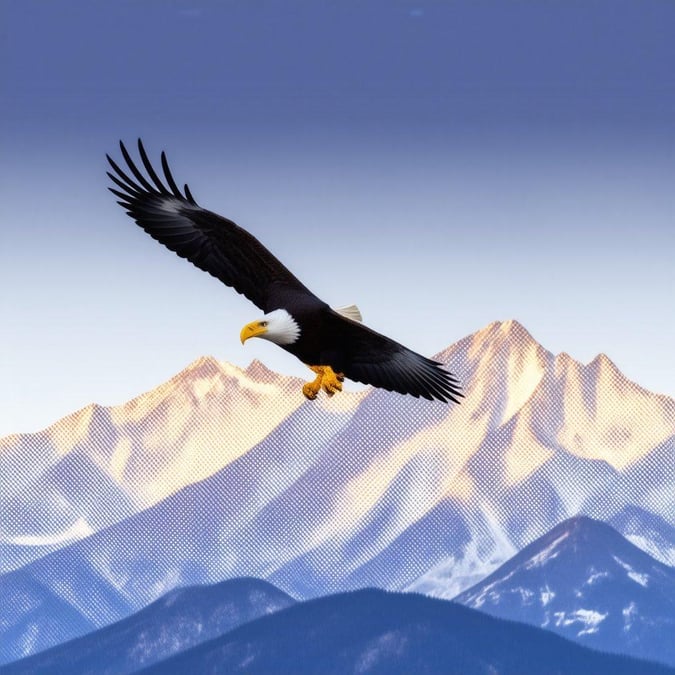 A majestic eagle takes flight over the towering peaks of the Rocky Mountains. A tranquil scene of nature's power and beauty.