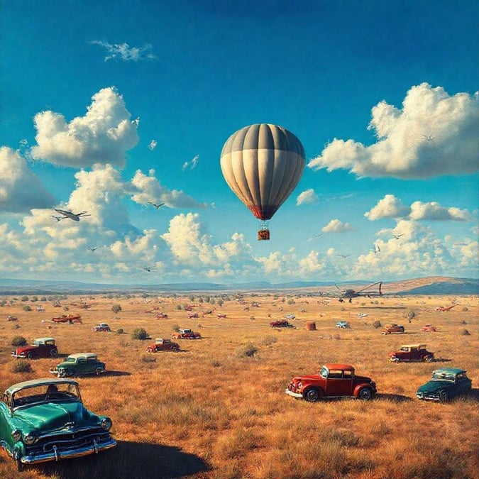 This wallpaper features a stunning collection of vintage cars in a field, showcasing a bygone era of automotive beauty.