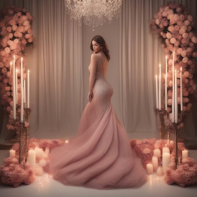 A luxurious bridal gown on display, exuding an elegant and romantic vibe perfect for Valentine's Day.