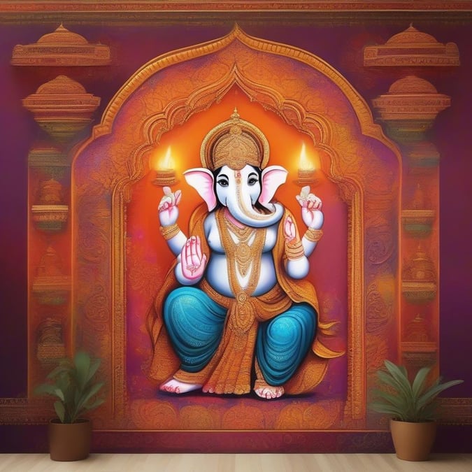 Add a touch of festive cheer to your device with this stunning Diwali wallpaper. Perfect for celebrating the Hindu festival of lights, this wallpaper features a beautiful depiction of Lord Ganesha, the remover of obstacles, surrounded by vibrant colors and intricate designs. Download now and brighten up your day!