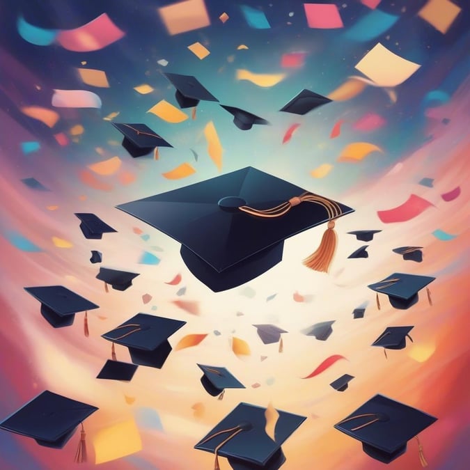 Celebrate the joy of graduation with this vibrant wallpaper, perfect for desktop and mobile use.