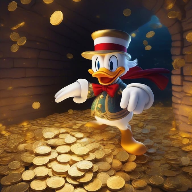 Join our beloved Disney character, DuckDuck, on an exciting treasure hunt through a mystical underground cave filled with gold coins! Embrace the adventure and let DuckDuck be your guide to finding that special treasure!