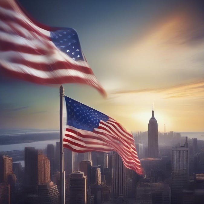 A celebration of American independence, set against the backdrop of the iconic New York City skyline.