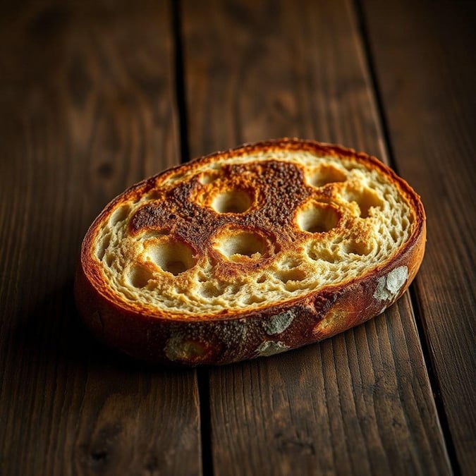 A delicious slice of freshly baked bread, perfect for a snack or as part of a meal.