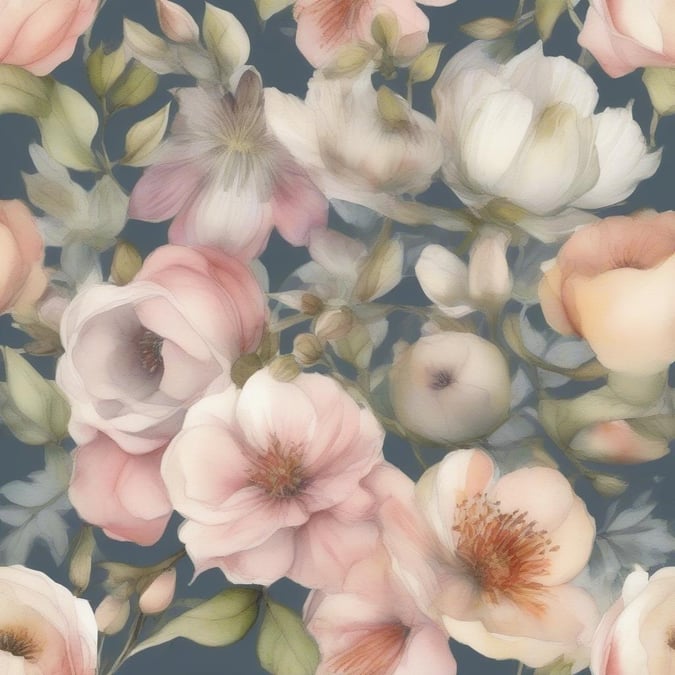 Add some springtime beauty to your device with this charming floral wallpaper. Featuring delicate watercolor blooms in soft pinks, whites, and greens, it's a perfect pick for anyone who loves nature or just wants to brighten up their digital space.