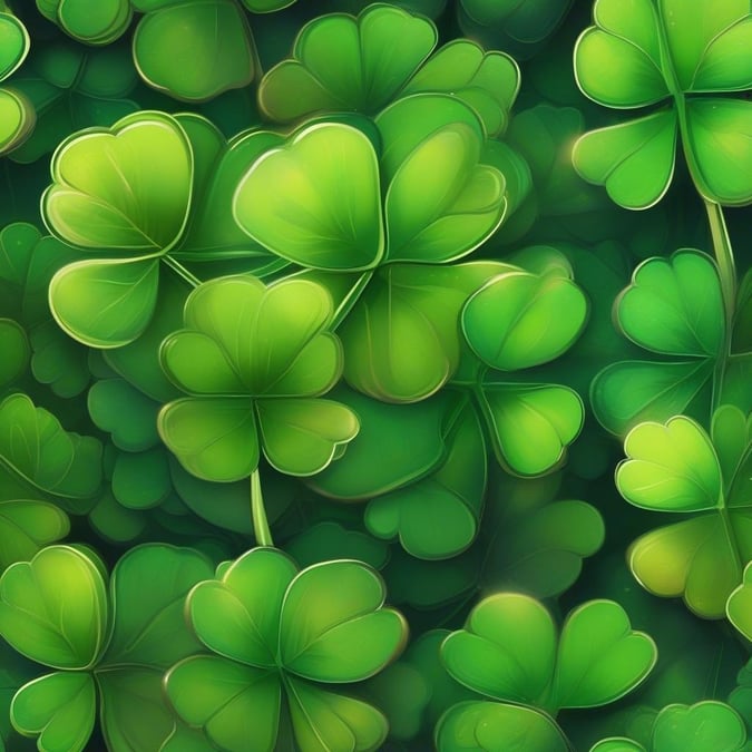 A festive St. Patrick's Day wallpaper with a vibrant and cheerful background of shamrocks in green.