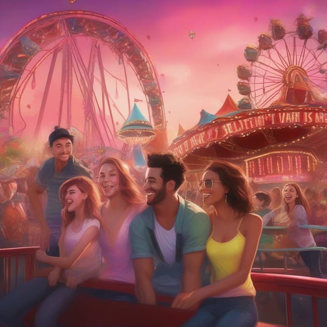 A group enjoying a romantic carousel ride on Valentine's Day.